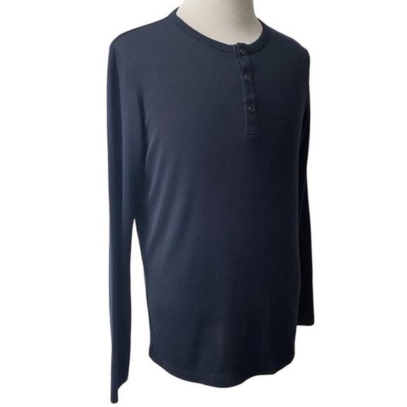 Theory Men's Snap Henley Black Modal Activate Jersey Sz XL Minimalist Casual EC - Picture 12 of 16